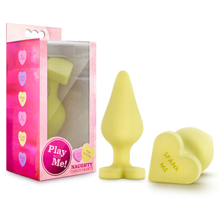 Play with Me Naughty Candy Hearts 'Spank Me' Anal Plug Yellow-0